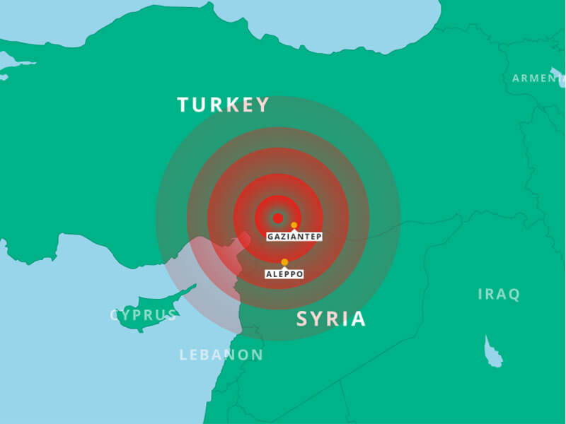 Turkey earthquake map 1 ShelterBox Australia